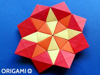 Origami Trixel Unit and Wind Rose Star Mosaic