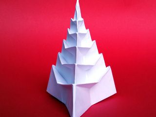 A Beautiful Origami Snow Covered Christmas Tree