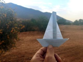 Origami sailboat in South Morocco