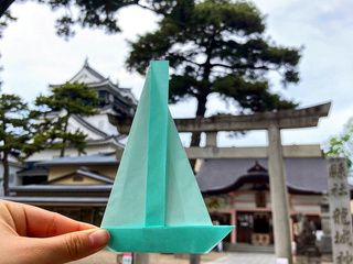 Origami boat at Okazaki Castle, Japan