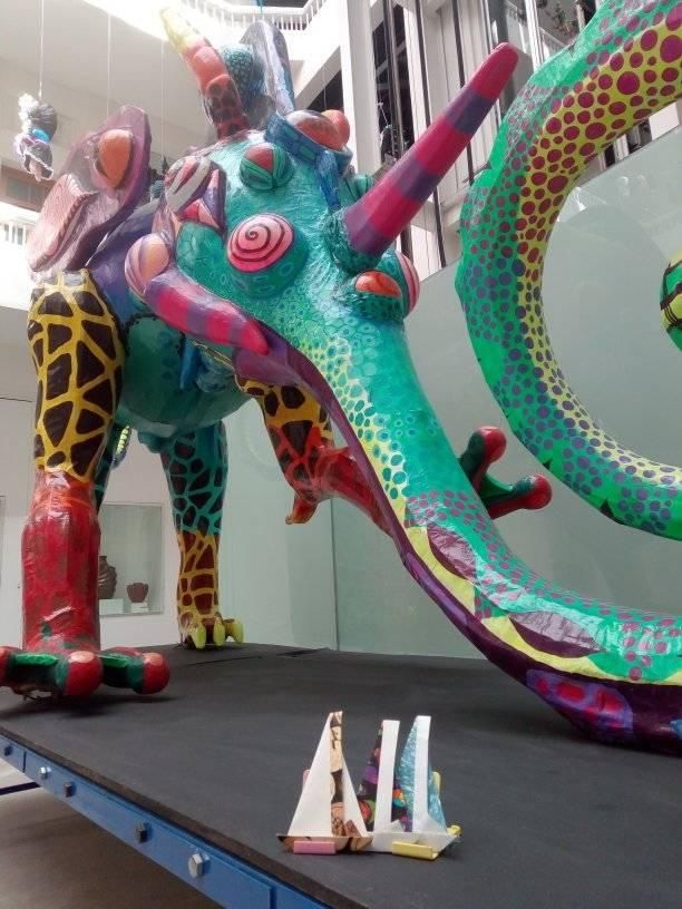 Lauril also took a picture of the boats next to a large alebrije.