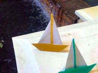 Origami boats in Singapore