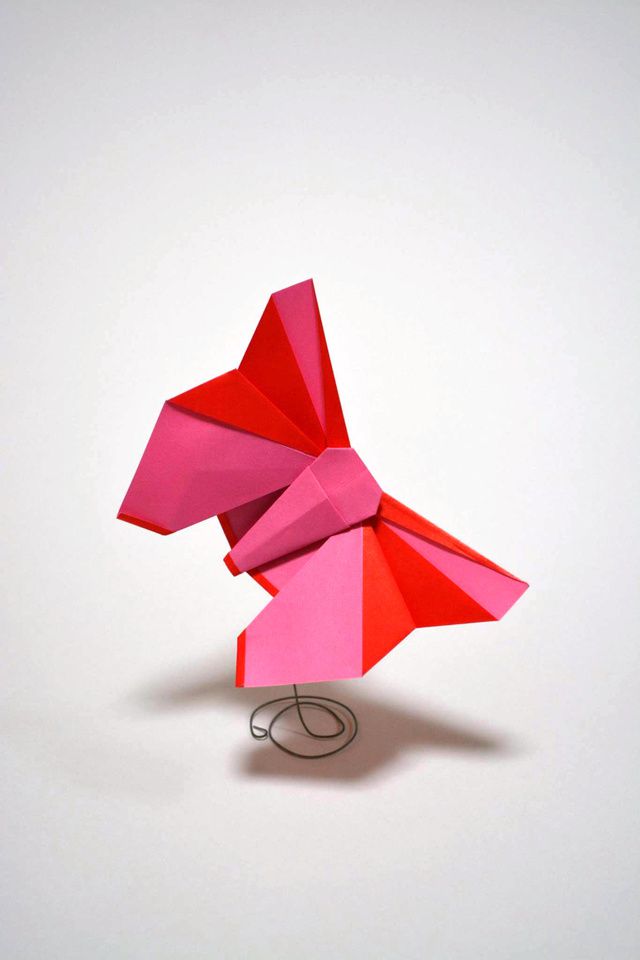 Origami butterfly with a very convenient stand, made from metal wire.