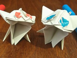 Two beautiful origami kittens