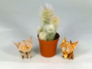 Amazing origami kittens folded with copper paper