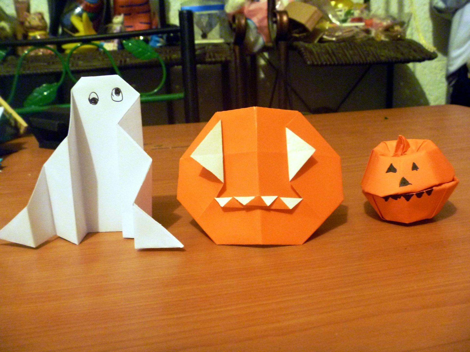 Origami Ghost, Pumpkin and Pumpkin Box for Halloween