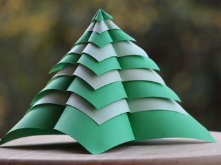 A tall origami Christmas Tree