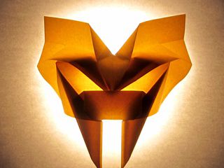 Saber-toothed tiger mask, backlit origami