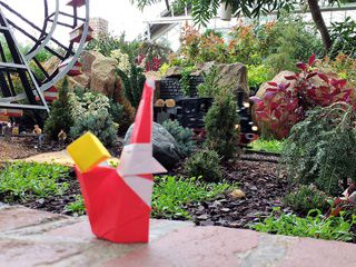 Origami Smiling Santa Claus at Phipps' Garden Railroad in Pittsburgh