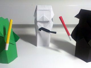 Origami Star Wars Characters: Yoda, Darth Vader and a Stormtrooper
