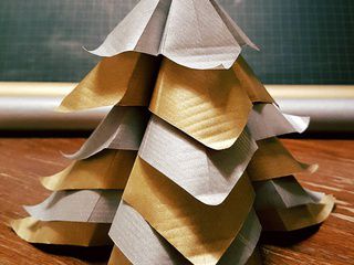 Silver and Gold Origami Christmas Tree