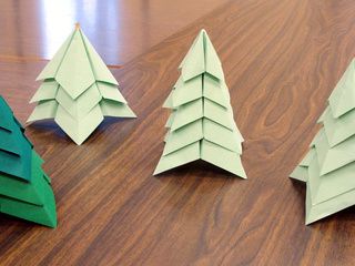 Forest of origami Christmas trees