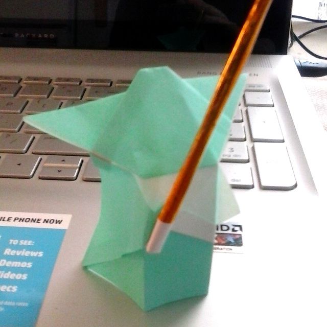 This Origami Yoda has a very long lightsaber.