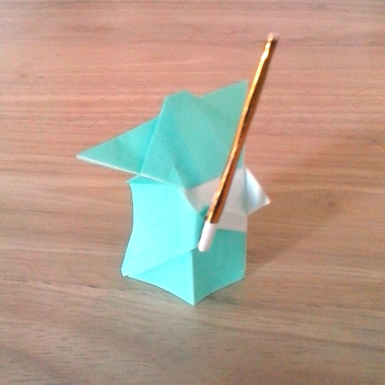 Origami Yoda with Gold Lightsaber