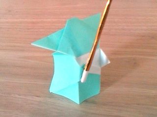 Origami Yoda with Gold Lightsaber